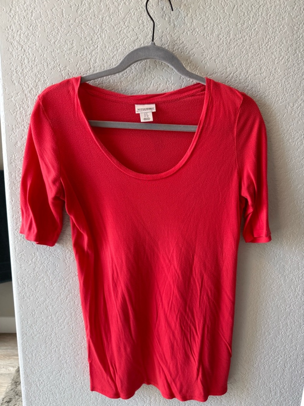 Motherhood Bright Red Scoop Neck Long Sleeve Maternity Top